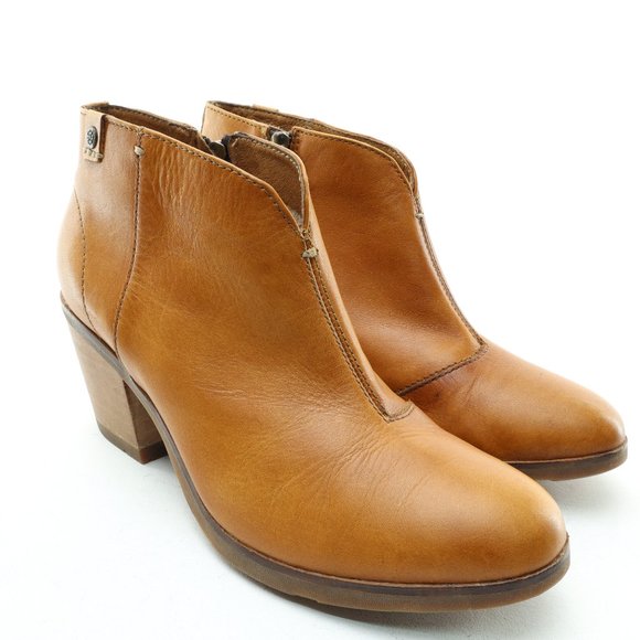 bussola Reikiavik Leather V-Neck Block Heel Bootie Inside Zip • WMNS EU39 - Picture 3 of 16